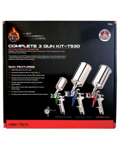 High Teck&trade; T530 Performance Series Complete 3-Gun HVLP Paint and Touch Up Set, Aluminum